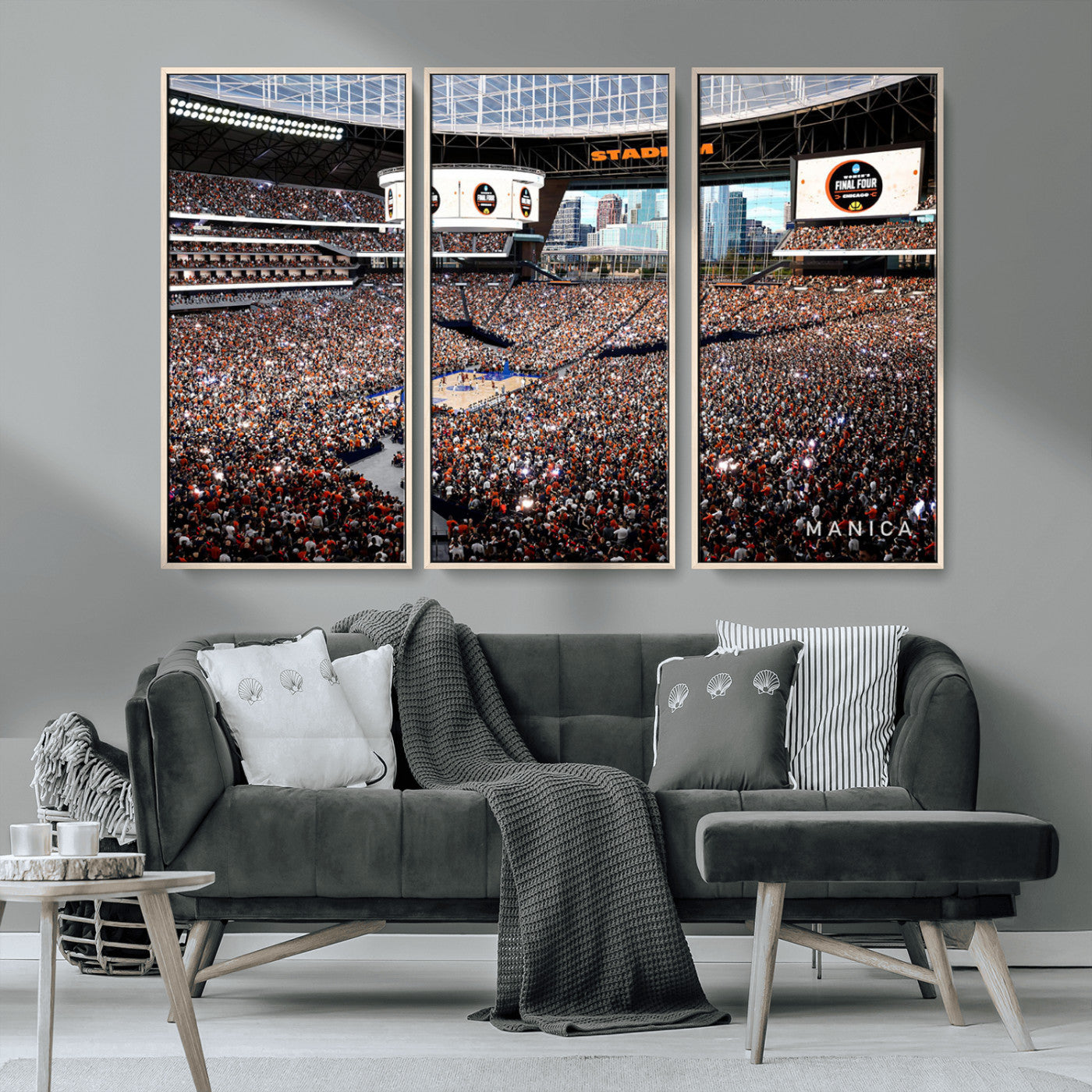 38616413-MGV-CV-36X24-Chicago Dome Stadium Wall Art – Futuristic Basketball Final Four Arena Canvas Print, Modern Sports Fan Decor for Man Cave or