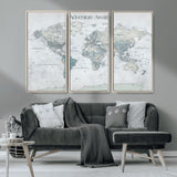 TEST111-MGV-CV-36X24-Personalized Adventure Awaits Push Pin World Map – Custom Framed Travel Tracker Canvas Wall Art for Home, Office