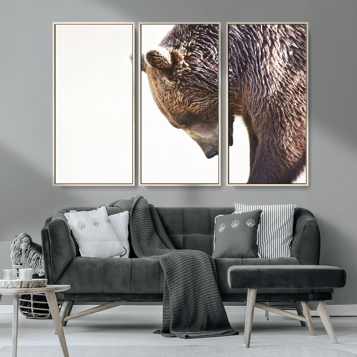 14405507-MGV-CV-36X24-Bear Wall Art – Wildlife Canvas Print with Rustic Animal Portrait and Minimalist Background, Nature Inspired Photography for
