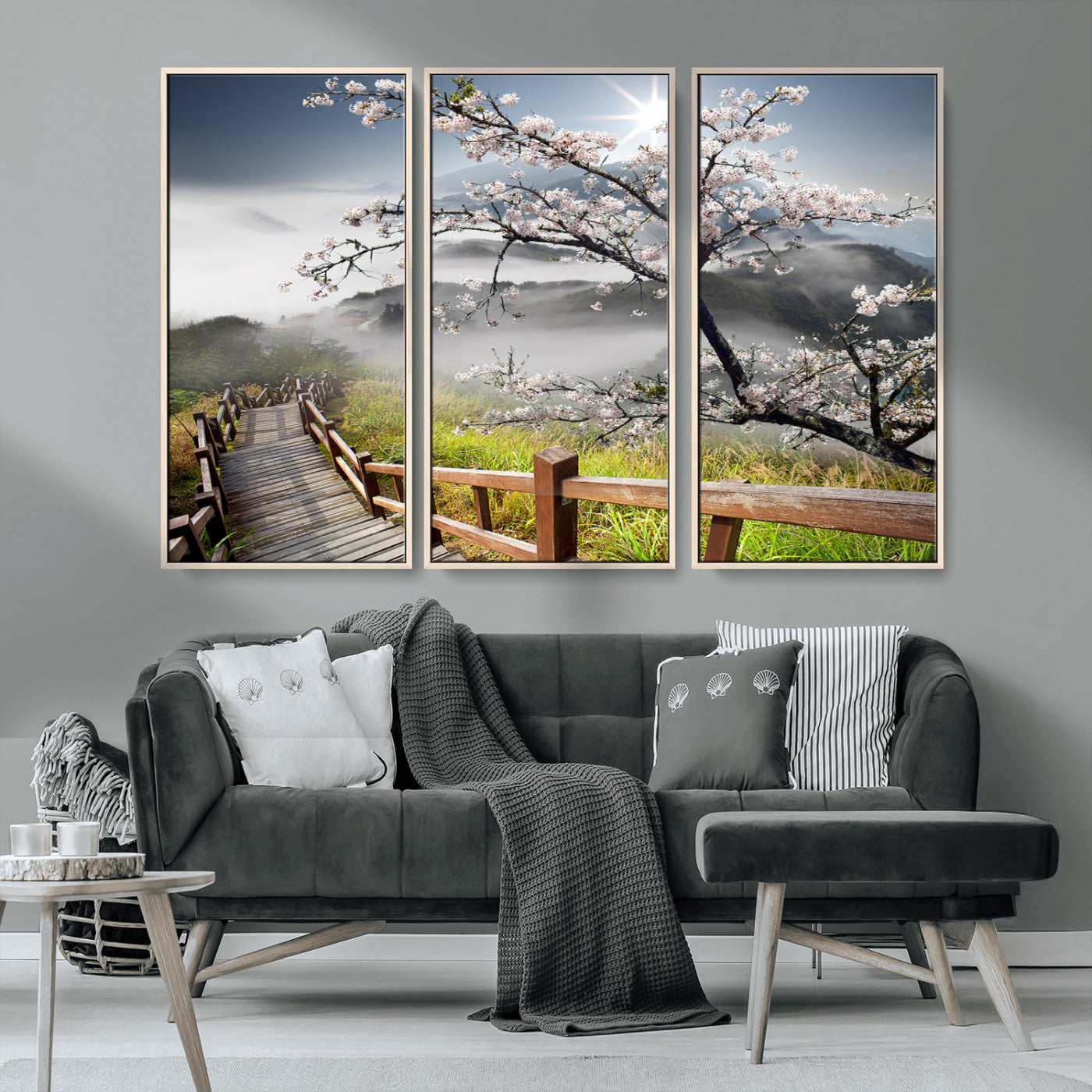 34632598CRY-MGV-CV-36X24-Sakura Cherry Blossom Pathway Canvas Wall Art – Tranquil Walk Through Blossoming Nature – Ready to Hang