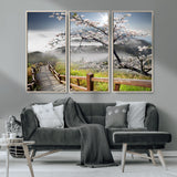 34632598CRY-MGV-CV-36X24-Sakura Cherry Blossom Pathway Canvas Wall Art – Tranquil Walk Through Blossoming Nature – Ready to Hang