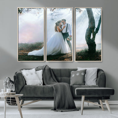 CSTM913-MGV-CV-36X24-Framed Wedding Canvas Print - Custom Wall Art Keepsake for Couples, Elegant Home Decoration Gift, Create Your Own Photo Canvas