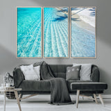 68127042-MGV-CV-36X24-Beach Wall Art – Tropical Ocean Canvas Print, Clear Water and White Sand Photography Decor for Bedroom, Living Room, Office,
