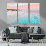 41613614-MGV-CV-36X24-Beach Sunset Wall Art – Pastel Ocean Canvas Print, Turquoise Water and Pink Sky Photography Decor for Bedroom, Living Room, Office