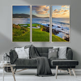 67486665-MGV-FC-48X32-3P_Natural-Golf Course Wall Art – Pebble Beach Oceanfront Canvas Print, Coastal Fairway Photography Sports Decor for Living Room, Office, Man