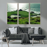 48473947-MGV-CV-36X24-Ocean Golf Course Wall Art – Panoramic Green Fairway Canvas Print, Coastal Golf Landscape Photography Sports Decor for Office, Man