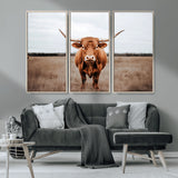 16316734-MGV-CV-36X24-Texas Longhorn Wall Art – Rustic Bull Portrait Canvas Print, Western Farmhouse Animal Photography Decor for Living Room, Office,
