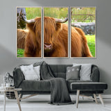68411138-MGV-CV-36X24-Farmhouse Wall Art – Highland Cow Canvas Print, Rustic Country Cattle Photography Decor for Bedroom, Living Room, Office, Ranch,