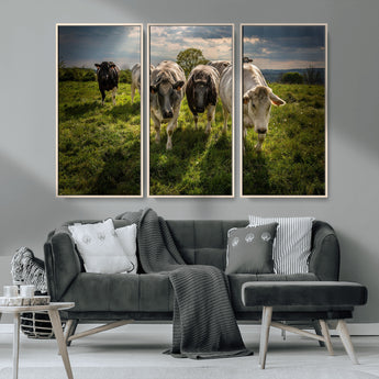 67277447-MGV-CV-36X24-Farmhouse Wall Art – Herd of Cows Canvas Print, Rustic Country Pasture Photography Decor for Bedroom, Living Room, Office, Ranch,