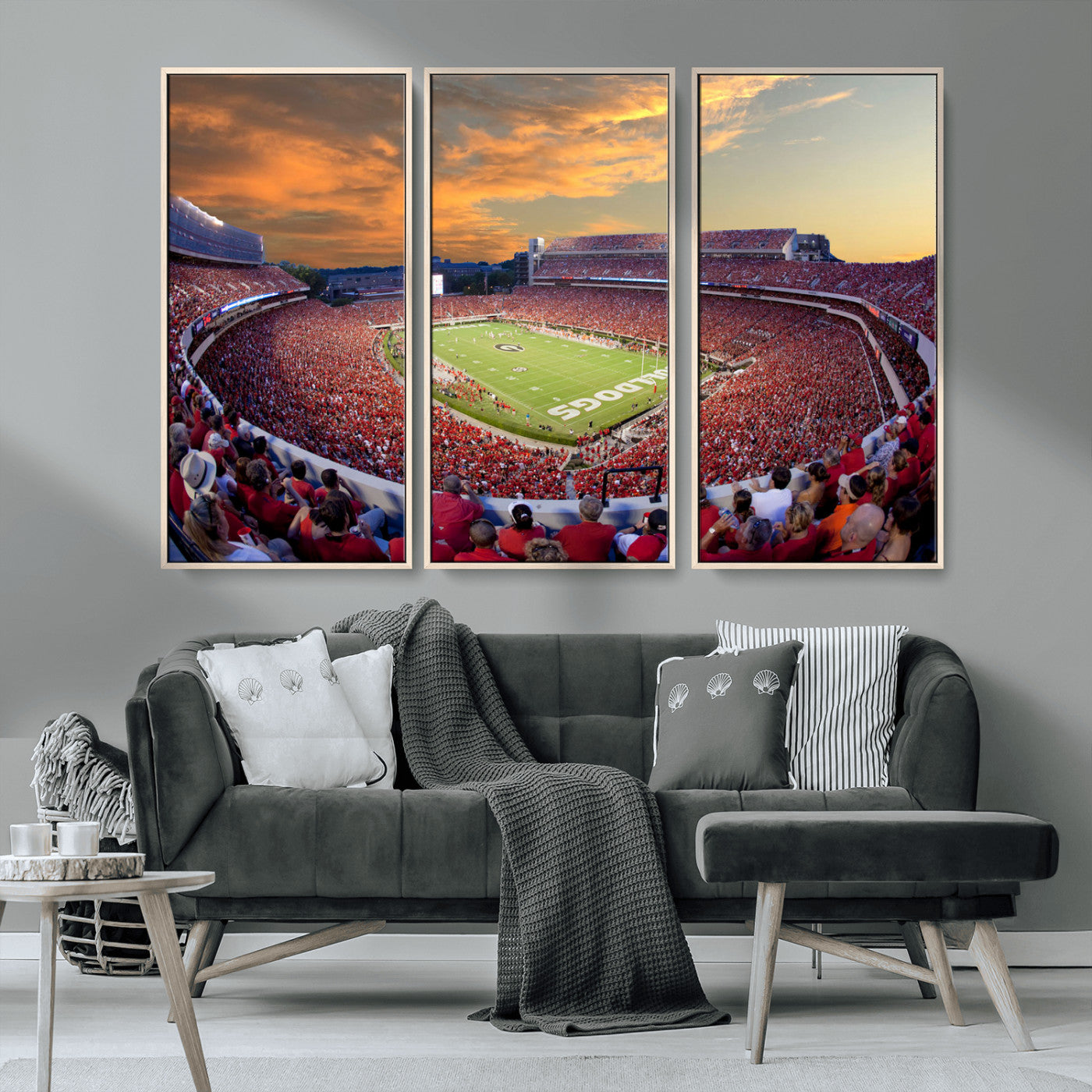 73680988-MGV-CV-36X24-Sanford Stadium Wall Art – Georgia Bulldogs Football Sunset Game Canvas Print, College Sports Decor for Man Cave, Bar, Office, or