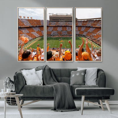 76011417-MGV-CV-36X24-Neyland Stadium Wall Art – Panoramic Tennessee Volunteers Checkerboard Crowd Canvas Print, Day Game Football Celebration Sports