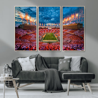94266219-MGV-CV-36X24-Neyland Stadium Wall Art – Panoramic Tennessee Volunteers Checkerboard Crowd Fireworks Canvas Print, Football Game Day Sports