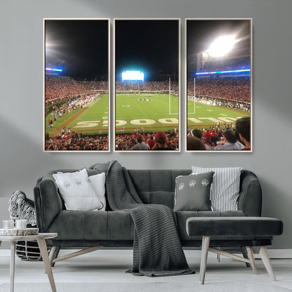 16230786-MGV-CV-36X24-Georgia Bulldogs Stadium Wall Art – Night Game Football Field Canvas Print, Panoramic Sports Decor for Home, Office, Fan Cave