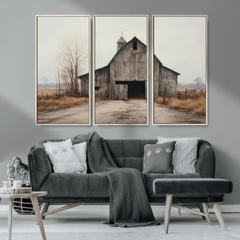 90499-MGV-CV-36X24-Old Barn Wall Art Canvas Print, Framed Rustic Barn Art Picture Print, Abandoned Farm Perfect Rustic Farmhouse Decor Artwork