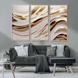 41237-MGV-CV-36X24-Gold Waves Wall Art Canvas Print, Framed Elegant Flow Art Picture Print, Luxury Layers Perfect Minimal Luxe Decor Artwork