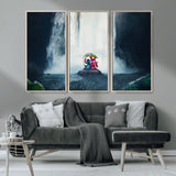 32259-MGV-CV-36X24-Stitch Angel Wall Art Canvas Print, Framed Stitch Waterfall Art Picture Print, Cartoon Couple Perfect Moody Fantasy Decor Artwork