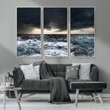51359-MGV-CV-36X24-Stormy Ocean Wall Art Canvas Print, Framed Moody Seascape Art Picture Print, Ocean Storm Perfect Dramatic Coastal Decor Artwork
