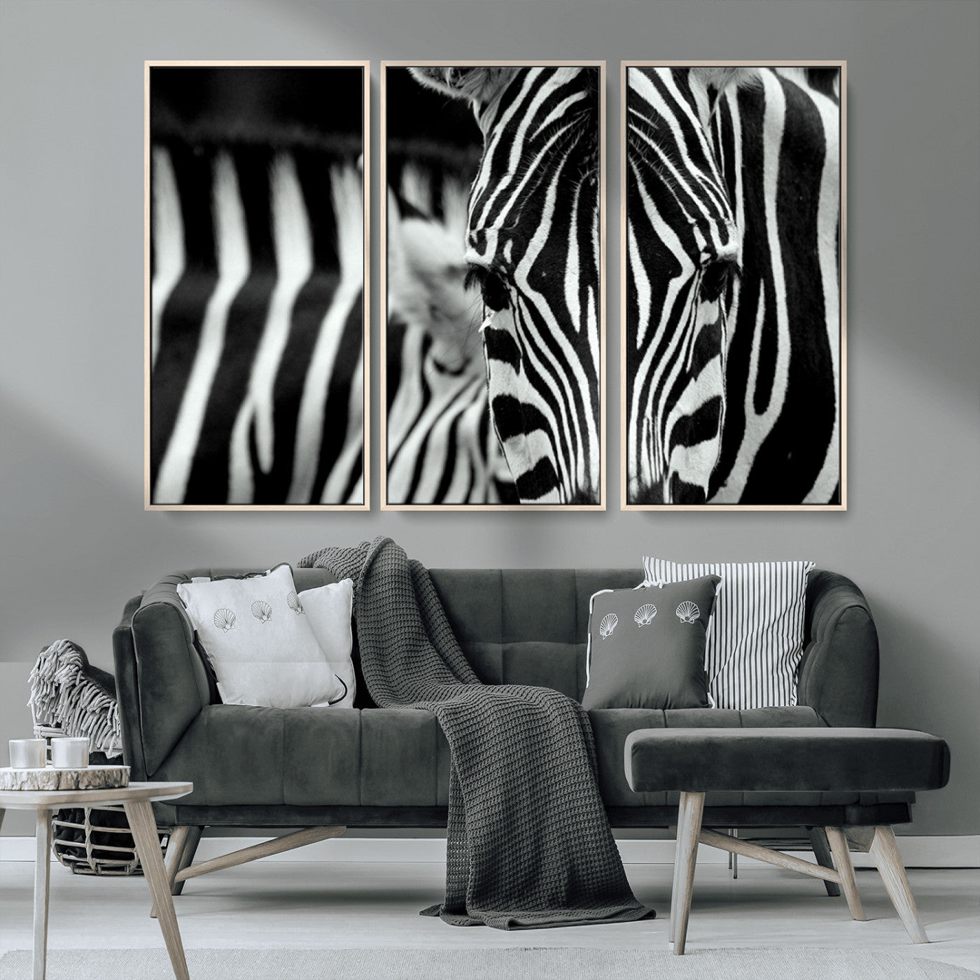 43631-MGV-CV-36X24-Zebra Wall Art – Black & White Safari Wildlife Canvas Print, Modern Animal Photography Decor for Living Room, Office, or Bedroom