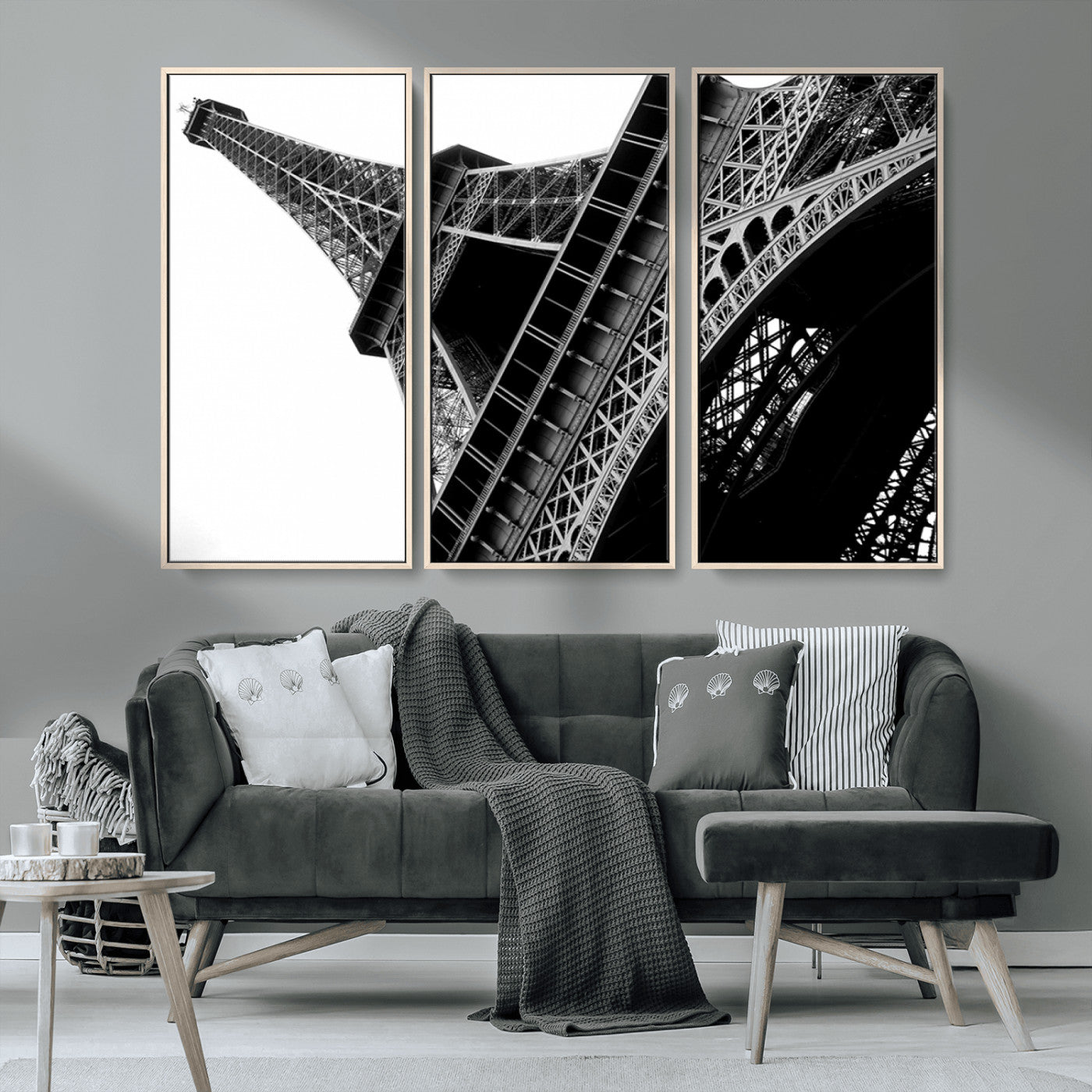 89033-MGV-CV-36X24-Eiffel Tower Wall Art – Dramatic Black and White Architectural Canvas Print, Modern Paris Decor for Office, Living Room or