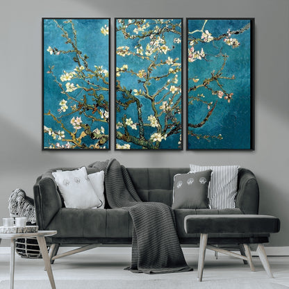 91714-MGV-CV-36X24-Almond Blossoms Wall Art – Handcrafted Van Gogh Inspired Floral Canvas Print, Beautiful Nature Decor for Living Room, Bedroom, or