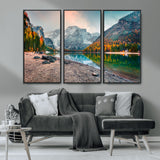25982-MGV-CV-36X24-Autumn Mountain Lake Wall Art – Panoramic Fall Foliage and Snowy Peaks Canvas Print, Scenic Nature Decor for Living Room or Office