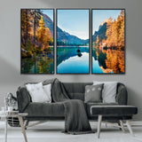 32962-MGV-CV-36X24-Mountain Lake Wall Art – Tranquil Autumn Landscape Canvas Print, Nature Reflection Decor for Living Room, Bedroom, Office or Cabin