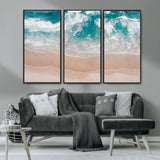 39236-MGV-CV-36X24-Ocean Beach Wall Art – Aerial View of Waves and Sand Canvas Print, Coastal Home Decor for Living Room, Bedroom, Office or Beach