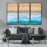 43046-MGV-CV-36X24-Aerial Beach Wall Art – Serene Ocean Waves & Sandy Shore Canvas Print, Coastal Home Decor for Living Room, Bedroom or Office