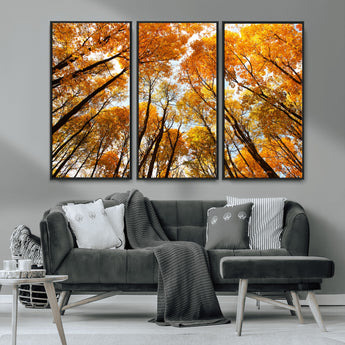 11823-MGV-CV-36X24-Golden Autumn Tree Canopy Wall Art – Stunning Fall Forest Leaves Print, Warm Seasonal Nature Decor for Home, Office or Cabin