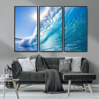 37494-MGV-CV-36X24-Ocean Wave Canvas Art – Stunning Blue Wave Photography, Coastal Wall Decor for Living Room, Bedroom or Office