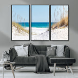 58498-MGV-CV-36X24-White Sandy Beach Wall Art – Panoramic Coastal Canvas Print, Ocean View Decor for Living Room, Bedroom, Office, Relaxing Seaside