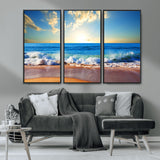 50522-MGV-CV-36X24-Ocean Sunrise Wall Art – Peaceful Beach Waves and Golden Horizon Canvas Print, Coastal Seascape Decor for Home or Office
