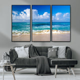 60364-MGV-CV-36X24-Tropical Ocean Wave Wall Art – Serene Blue Sea and White Sand Beach Canvas Print, Coastal Landscape Decor for Living Room, Bedroom