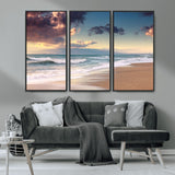 42253-MGV-CV-36X24-Serene Beach Waves Wall Art – Tranquil Ocean Horizon Canvas Print, Coastal Seascape Decor for Living Room or Office Wall