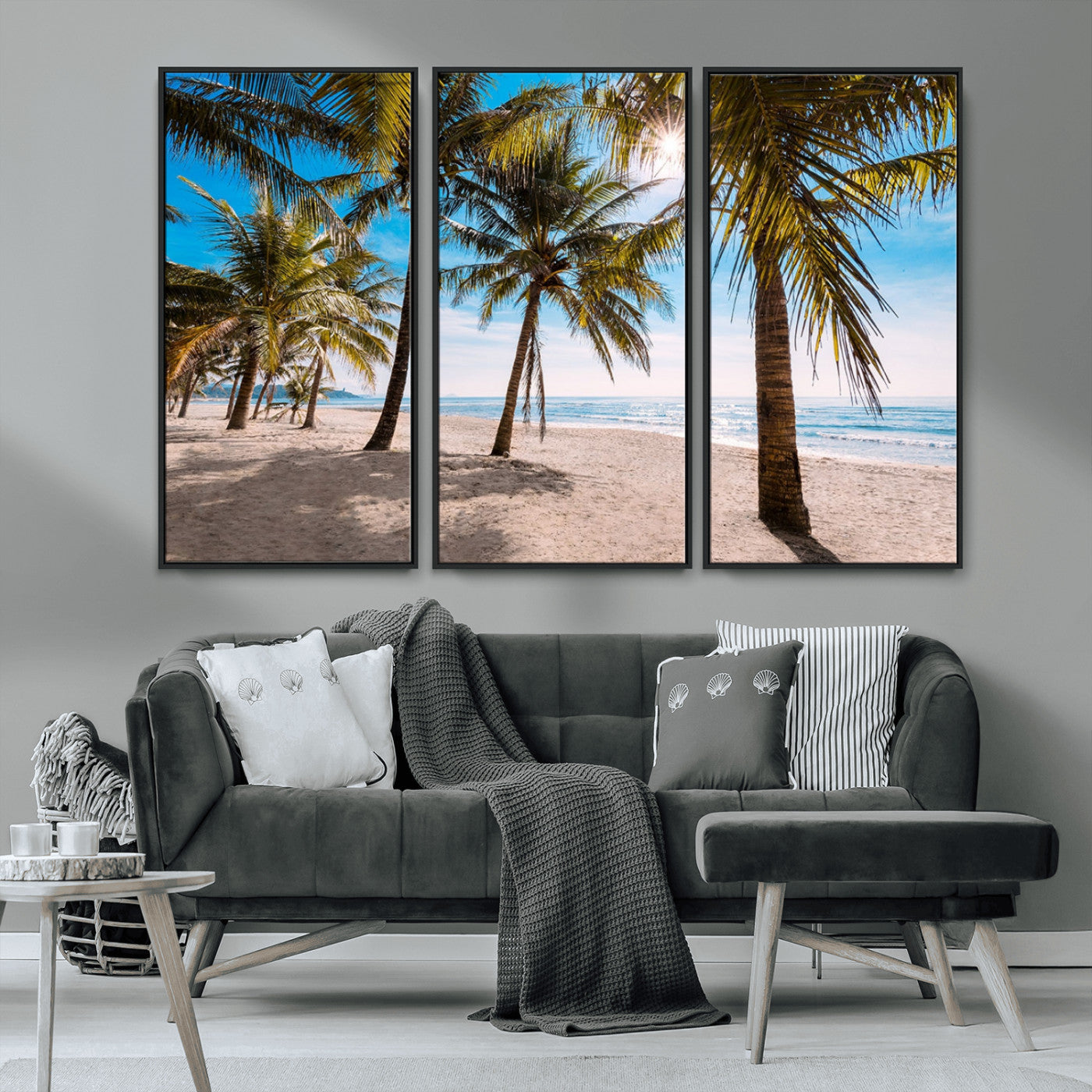 98175-MGV-CV-36X24-Tropical Palm Beach Wall Art – Relaxing Ocean Shore Canvas Print with Palm Trees, Coastal Summer Decor for Living Room, Bedroom or