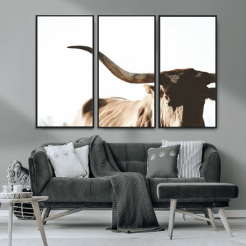 35866-MGV-CV-36X24-Texas Longhorn Wall Art – Rustic Western Bull Canvas Print, Farmhouse Animal Photography Decor for Living Room, Office, or Ranch