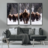 66871-MGV-CV-36X24-Bison Herd Wall Art – Wildlife Buffalo Canvas Print, Rustic Western Nature Photography Decor for Living Room, Office, Cabin, or