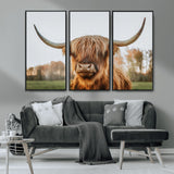 64824-MGV-CV-36X24-Highland Cow Wall Art – Rustic Scottish Bull Canvas Print, Farmhouse Animal Decor for Living Room, Bedroom, Office or Cabin