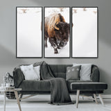 19889-MGV-CV-36X24-Snow Bison Wall Art – Majestic Buffalo Winter Landscape Canvas Print, Rustic Wildlife Photography Decor for Cabin, Lodge, Living