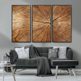 61710-MGV-CV-36X24-Tree Rings Wall Art – Rustic Wood Grain Canvas Print of Tree Trunk Cross Section, Nature Inspired Decor for Cabin, Office, Living
