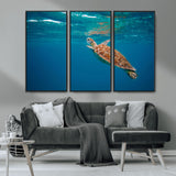 91440-MGV-CV-36X24-Sea Turtle Wall Art – Ocean Turtle Canvas Print, Underwater Marine Life Decor for Living Room, Office, Beach House or Bathroom