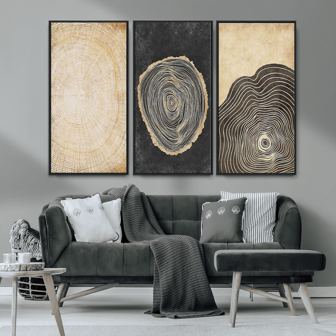 77785-MGV-CV-36X24-Tree Ring Abstract Wall Art – Rustic Wood Growth Pattern Canvas Prints, Modern Nature-Inspired Decor for Living Room or Office