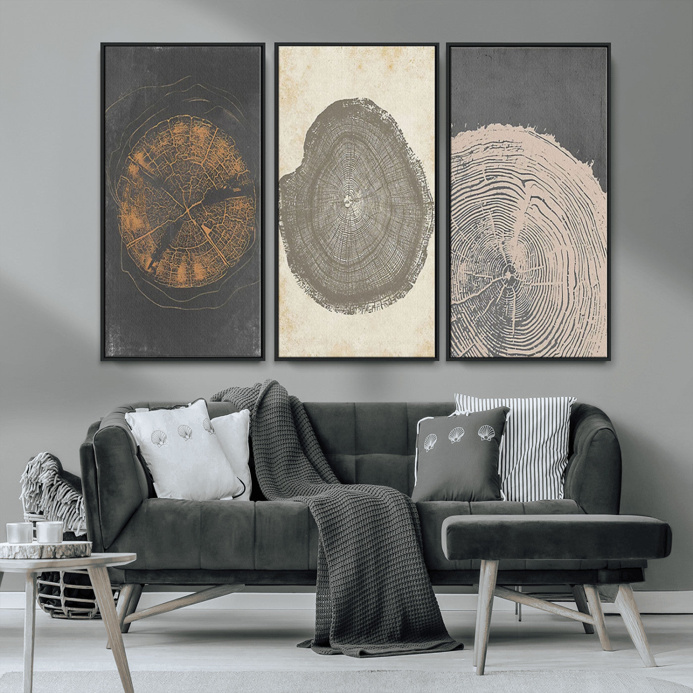 80725-MGV-CV-36X24-Wood Tree Rings Wall Art Canvas Print, Framed Tree Rings Art Picture Print, Abstract Tree Rings Perfect Modern Boho Decor Artwork