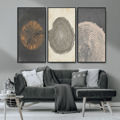 80725-MGV-CV-36X24-Wood Tree Rings Wall Art Canvas Print, Framed Tree Rings Art Picture Print, Abstract Tree Rings Perfect Modern Boho Decor Artwork