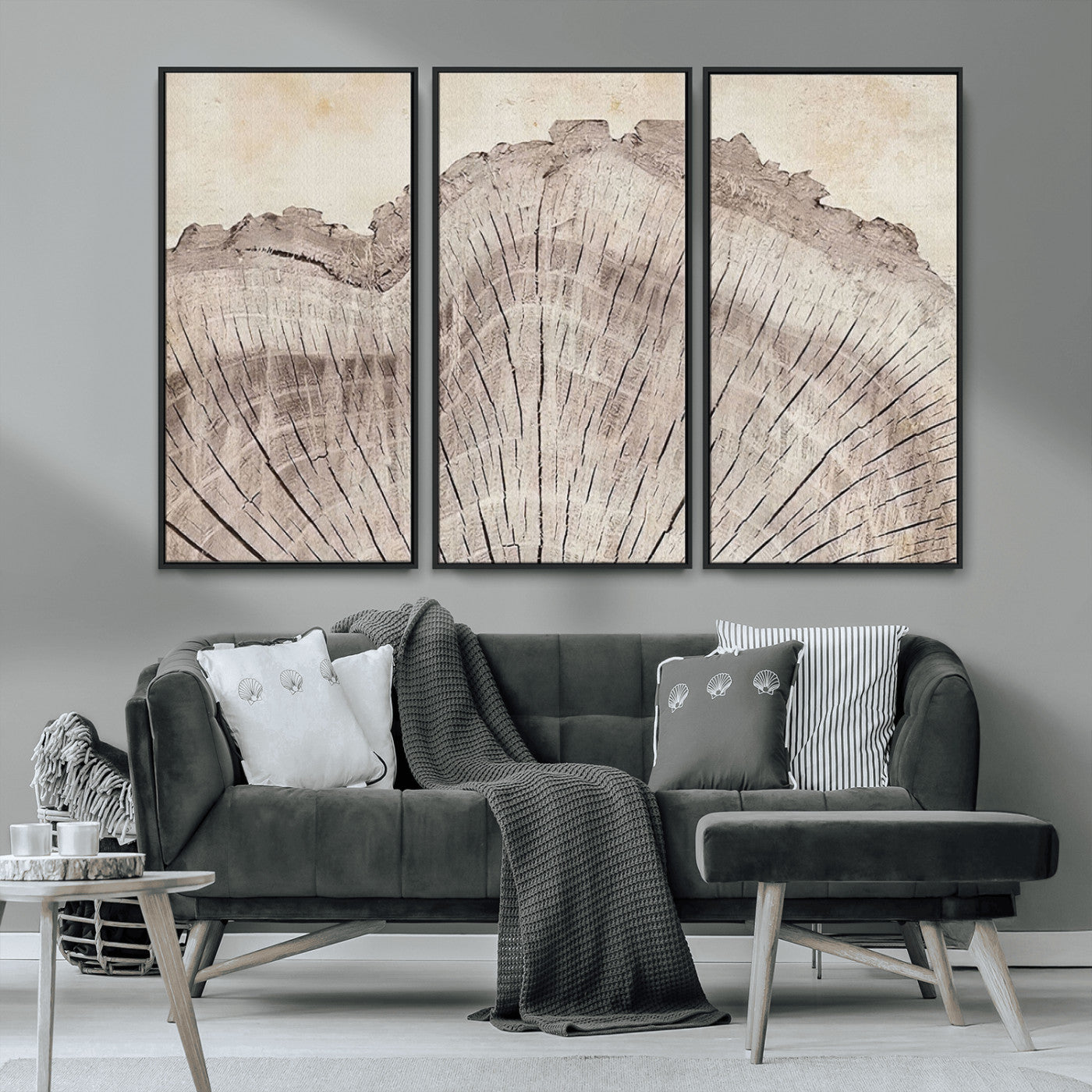 67528-MGV-CV-36X24-Wood Ring Wall Art Canvas Print, Framed Tree Ring Art Picture Print, Rustic Tree Ring Perfect Neutral Boho Decor Artwork