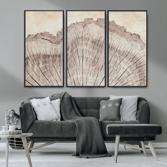 67528-MGV-CV-36X24-Wood Ring Wall Art Canvas Print, Framed Tree Ring Art Picture Print, Rustic Tree Ring Perfect Neutral Boho Decor Artwork