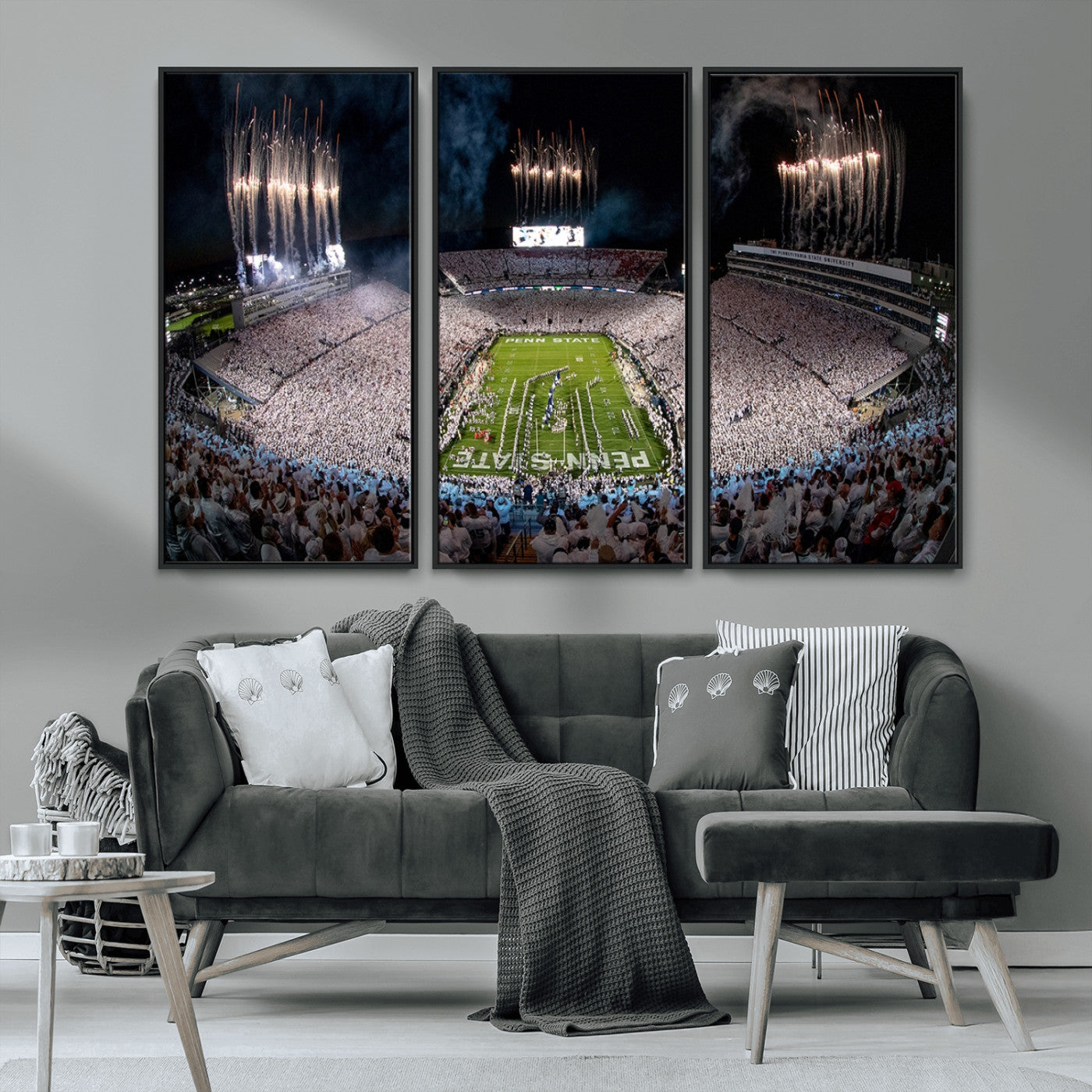 11391-MGV-CV-36X24-Penn State Stadium Wall Art – Panoramic White Out Football Game Canvas Print, College Sports Decor for Office, Man Cave, or Living