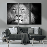 94453-MGV-CV-36X24-Lion Portrait Wall Art – Black and White King of the Jungle Canvas Print, Safari Wildlife Decor for Office, Bedroom, or Living