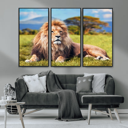 67826-MGV-CV-36X24-Majestic Lion Wall Art – King of the Jungle Canvas Print, Safari Wildlife Decor for Living Room, Office, or Man Cave