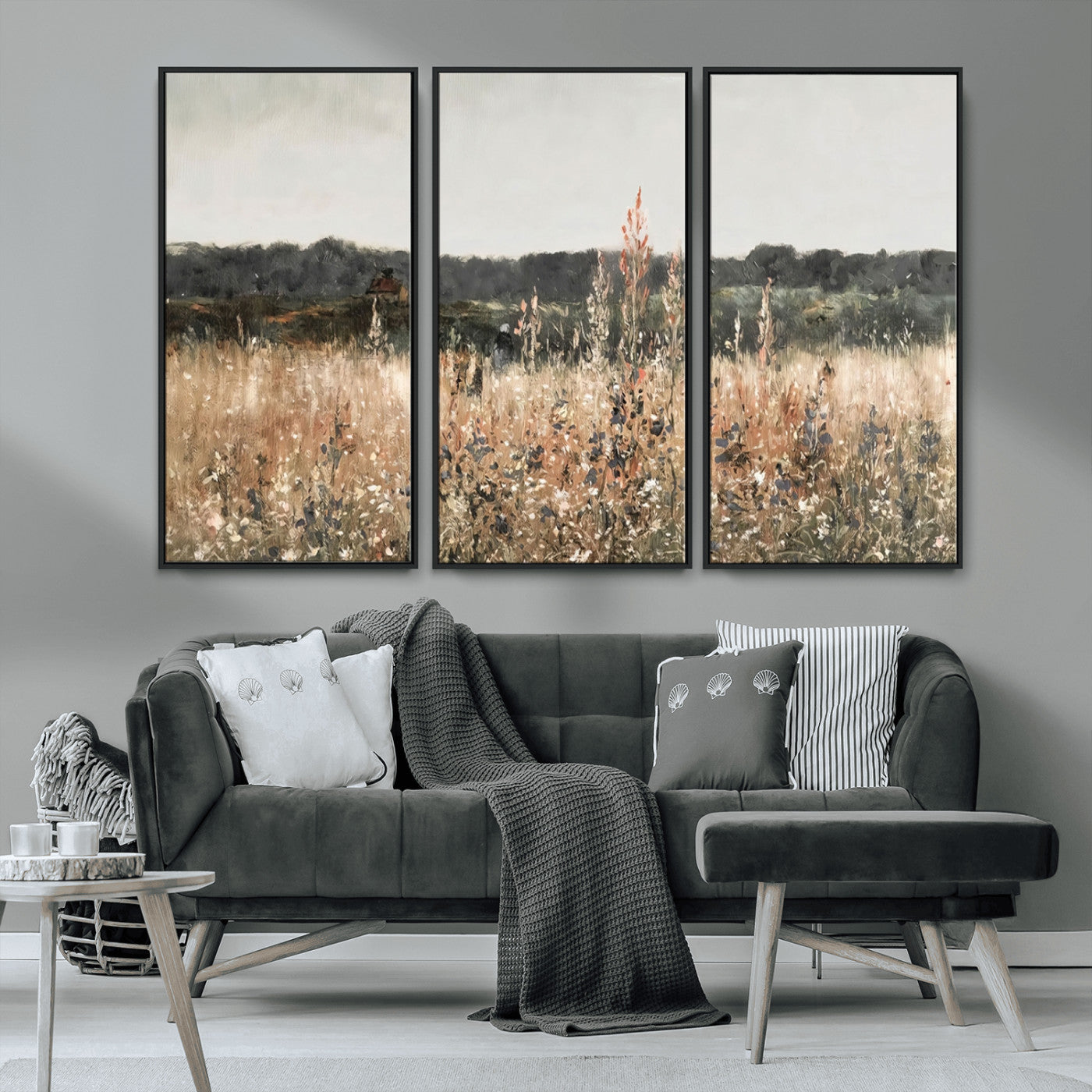 46308-MGV-CV-36X24-Wildflower Field Wall Art – Rustic Meadow Landscape Canvas Print, Country Nature Decor for Living Room, Bedroom or Farmhouse